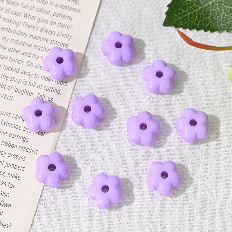 Wholesale 10pcs 14mm Macaron-colored Acrylic Flower Acrylic Beads