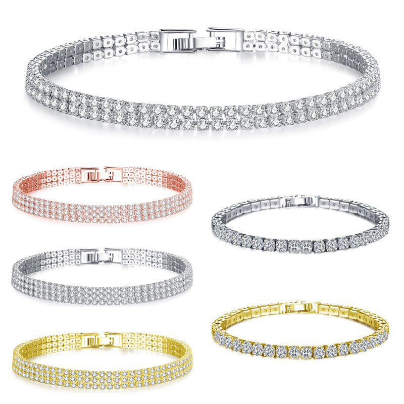 Wholesale One Row Two Rows Three Rows Full Diamond Zircon Couple Bracelet