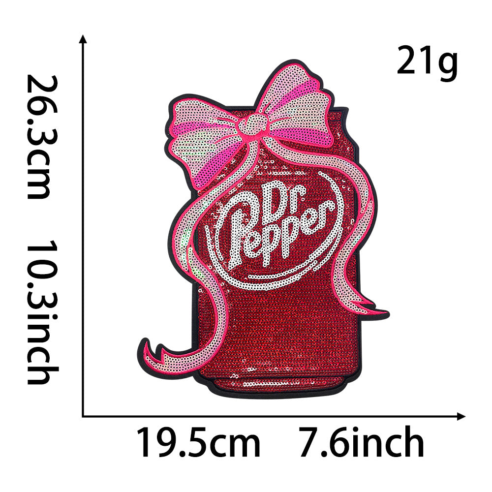 Wholesale Trendy Sequin Embroidered Soda Can Patch OLY ExclusiveWith Bow DIY Craft Supply For Coats And Bags