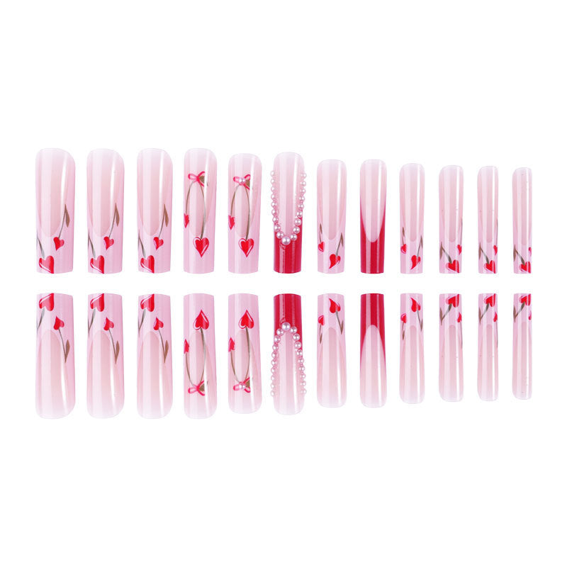 Wholesale French Heart Pearl Wearable Press-on Nails