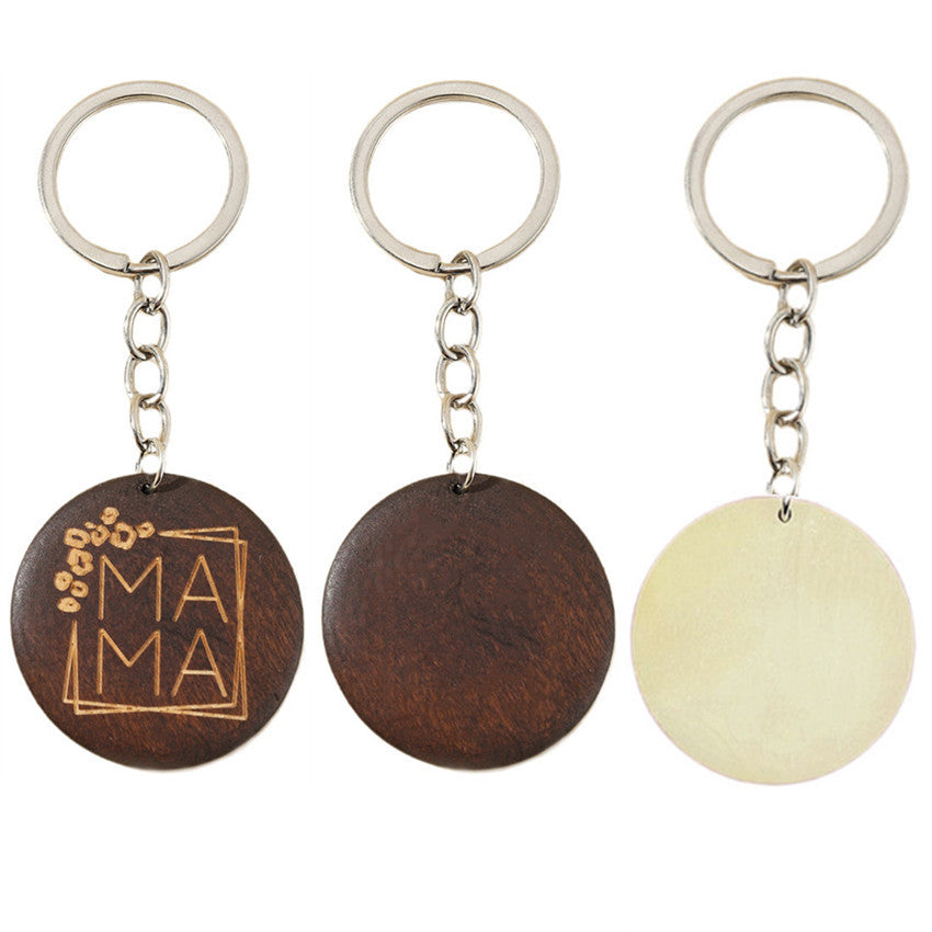 Wholesale Mother's Day MAMA Wooden Round Brand Keychains