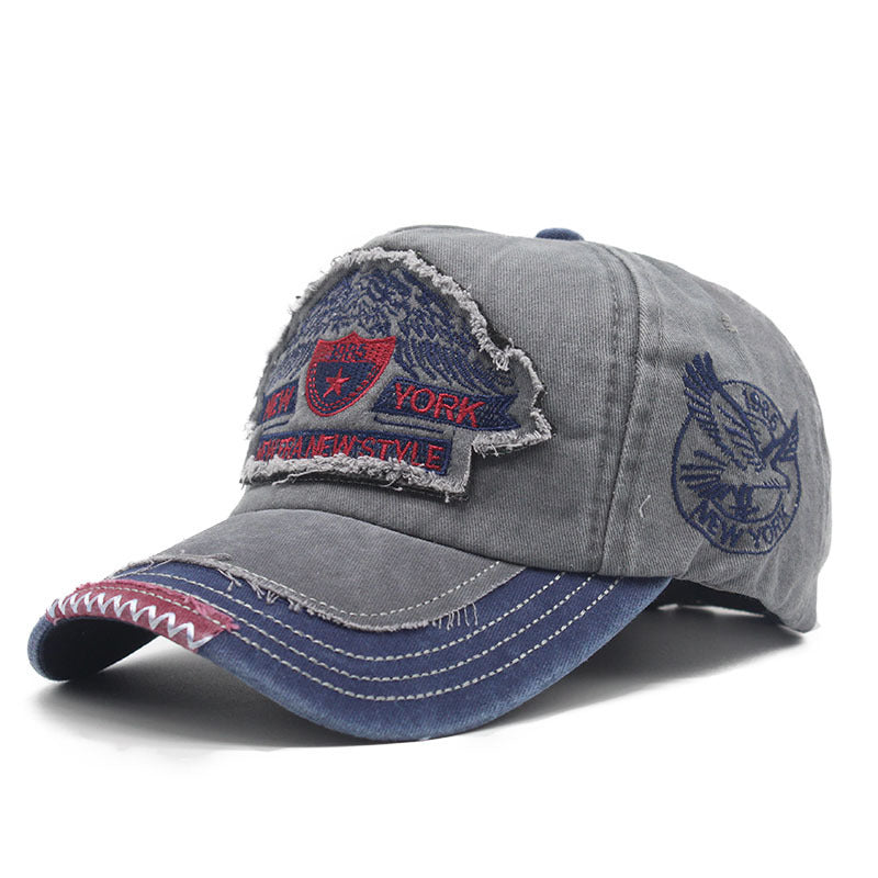 Wholesale High Top Denim Distressed Washed Cotton Eagle Embroidered Baseball Cap
