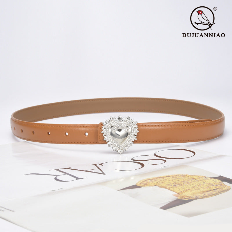 Wholesale Silver Love Buckle Genuine Leather Belt