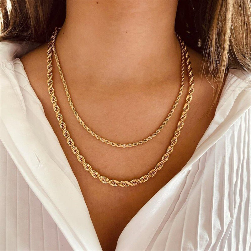 Wholesale Gold Plated Twist Chain Stainless Steel Clavicle Chain