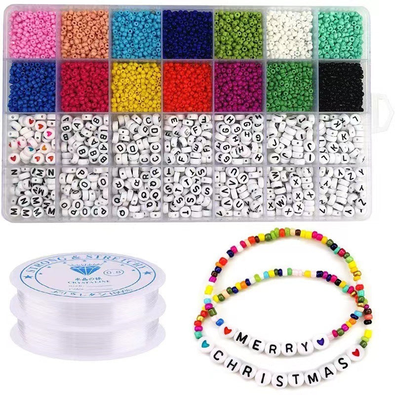 Wholesale DIY puzzle  Beaded 28 Boxed Set of Solid Color Paint Glass Beads DIY Bracelet Necklace Accessories Colorful Small Rice Beads