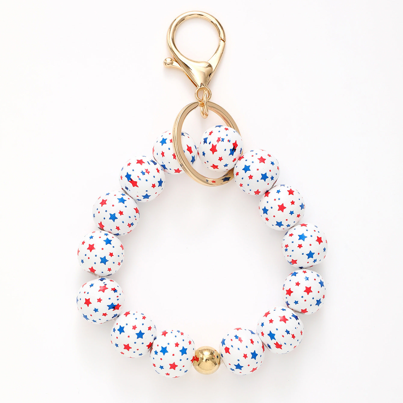 Wholesale American Independence Day Colorful Full Screen Star Bracelet Keychain