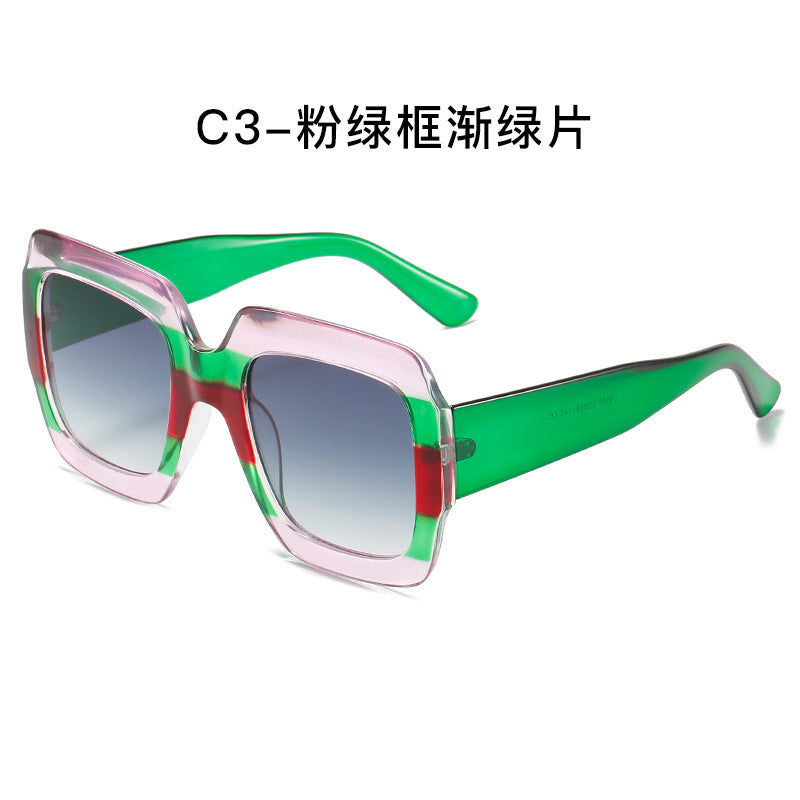 Wholesale Square Thick Frame Color H Style Sunglasses
