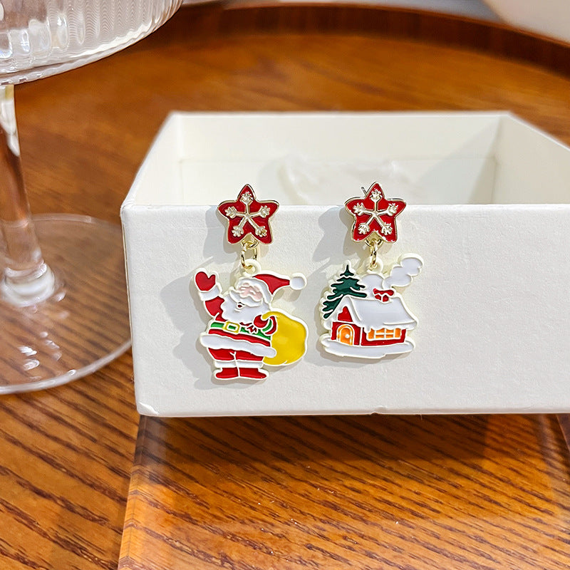 Wholesale Cartoon Christmas Santa Claus Christmas Tree Earrings