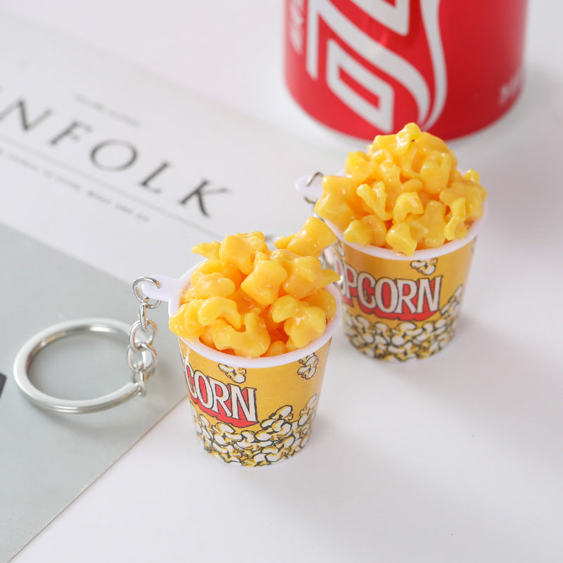 Wholesale Simulation food popcorn bucket keychain