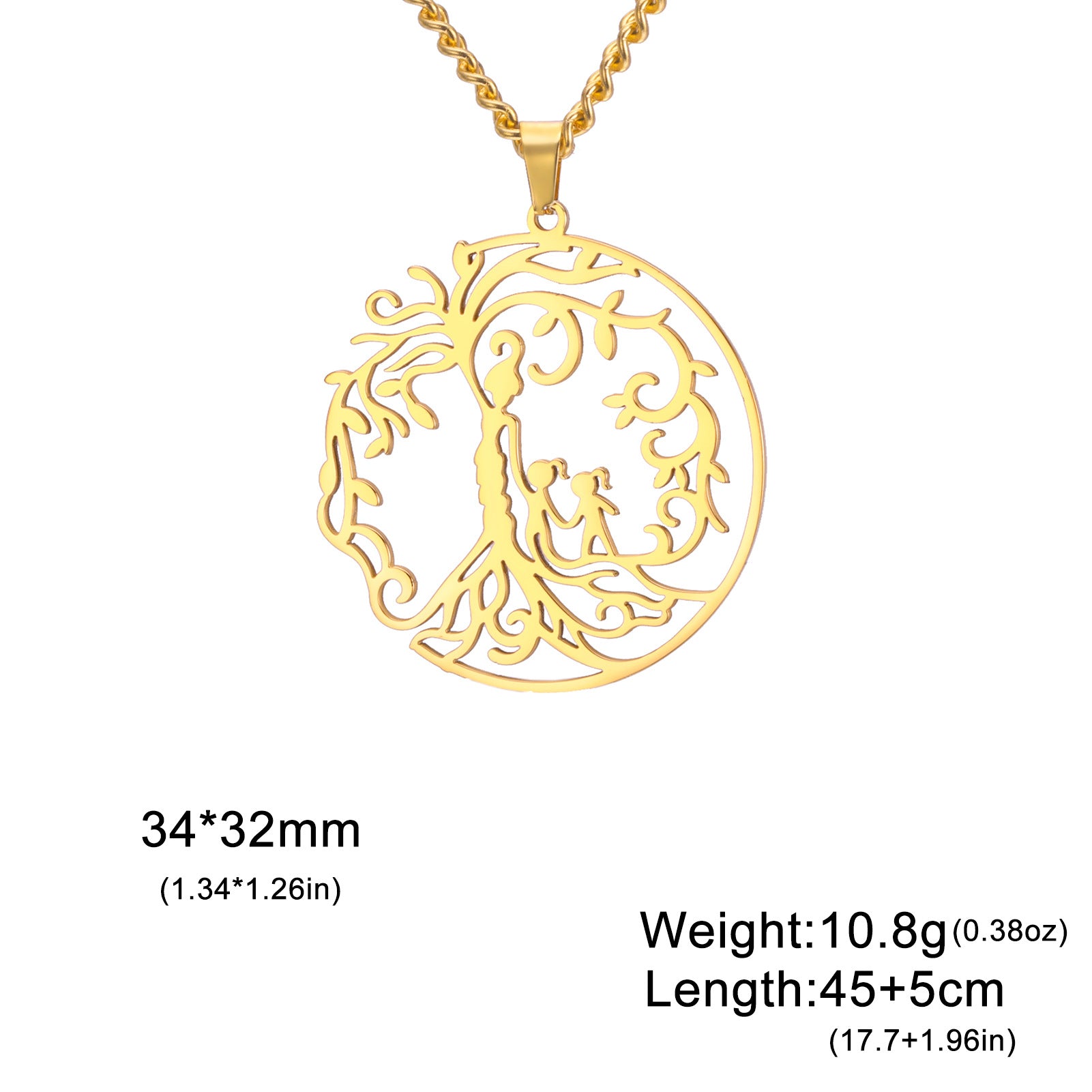 Wholesale Mother' s Day electroplated Tree of Life parent-child Stainless steel necklace