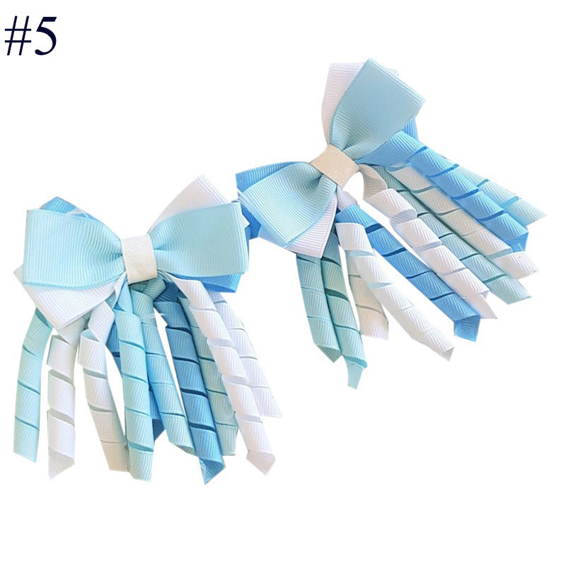 Wholesale 5pcs Bow Curl Ribbon Children's Christmas Independence Day Hair Clip