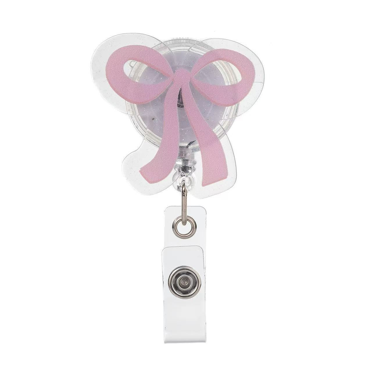 Wholesale Pink cherry medical staff with diverse bows Badge Reels