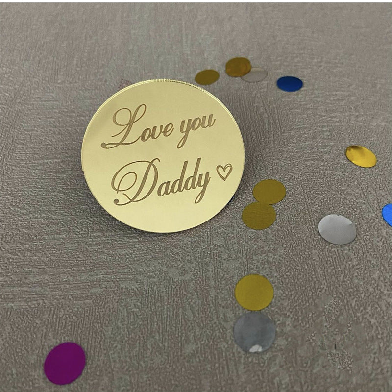 Wholesale 10PCS/PACK Father's Day Happy Acrylic Cake Card Decoration