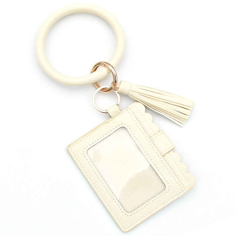 Wholesale Fashion Leopard Print PU Leather Tassel Coin Purse Keychain