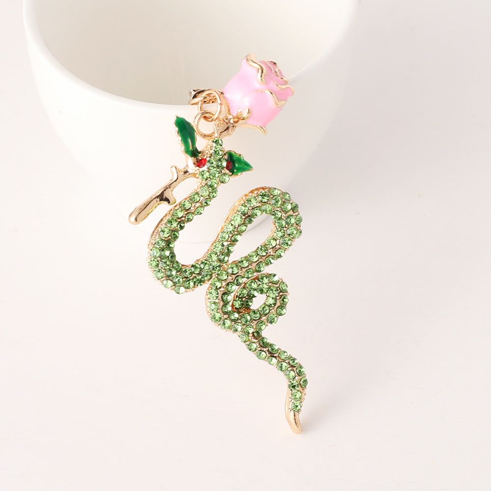 Wholesale New Rose Zodiac Snake Car Keychain Zodiac Animal Bag Key Chain Pendant Small Gift