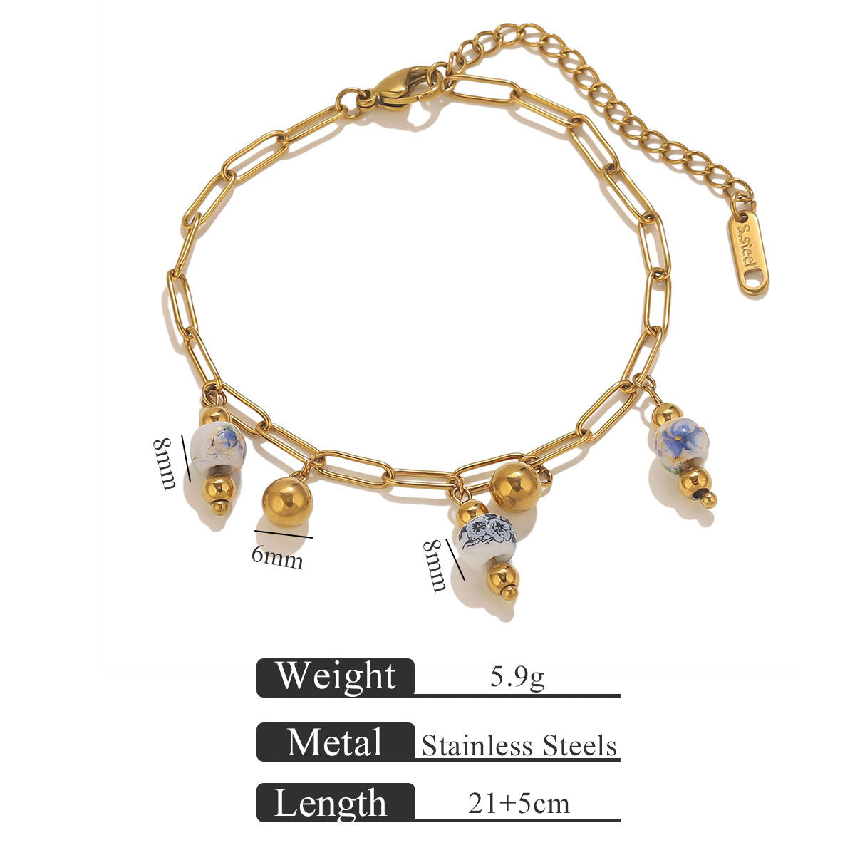 Wholesale Stainless Steel Heart Cherry Bracelet