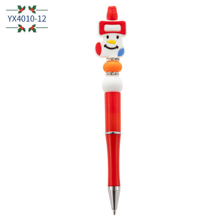 Wholesale Christmas Cartoon Silicone Handmade Beaded Pen Ballpoint Pen