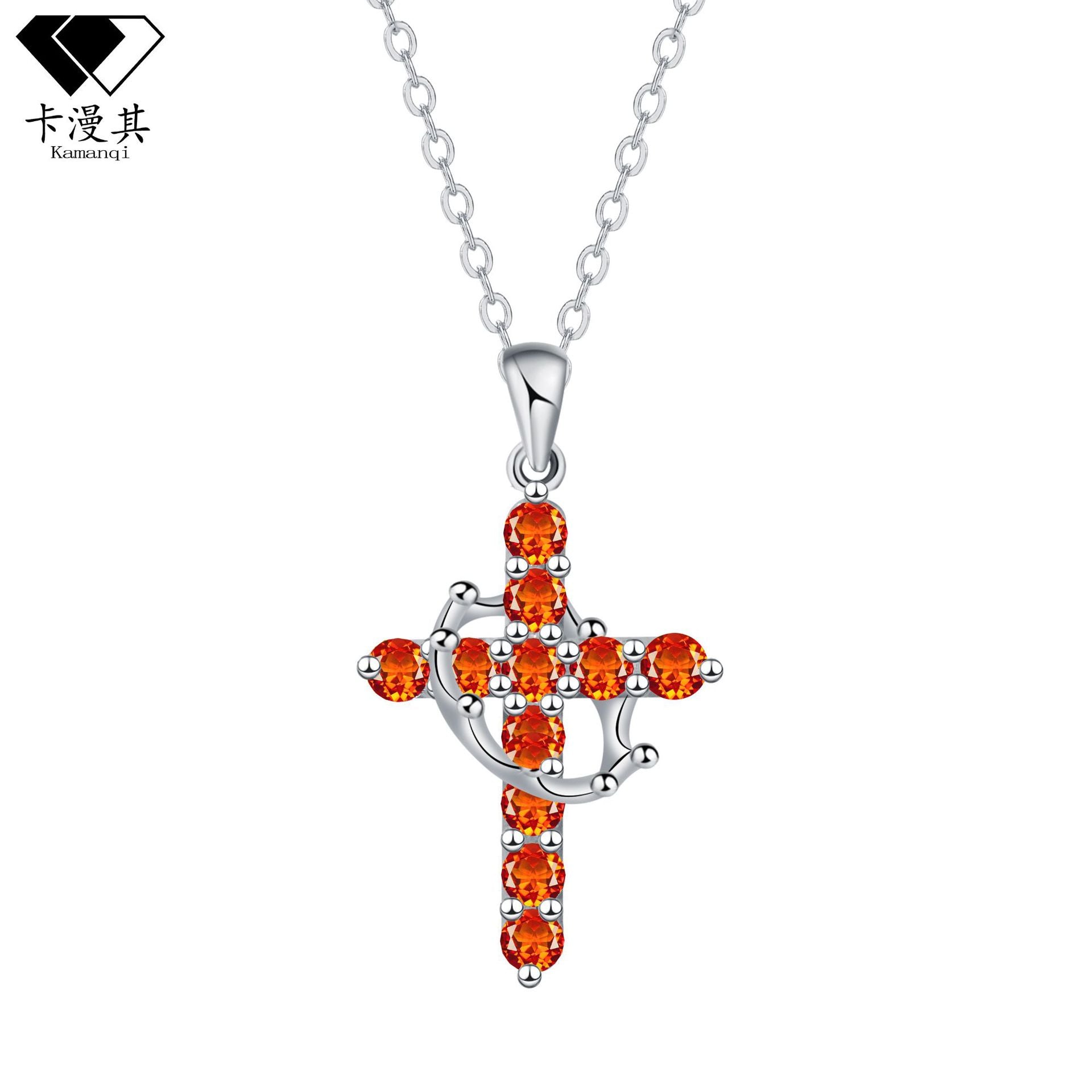 Wholesale Crown Cross Necklace Multi-Color Jewelry