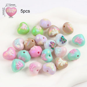 Wholesale 5pcs Cartoon Acrylic Cute Colorful Straight Hole Beads