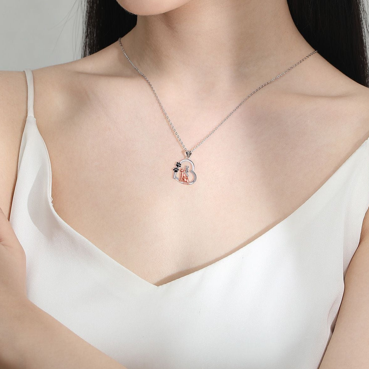 Wholesale Heart-shaped Dog and Girl Necklace