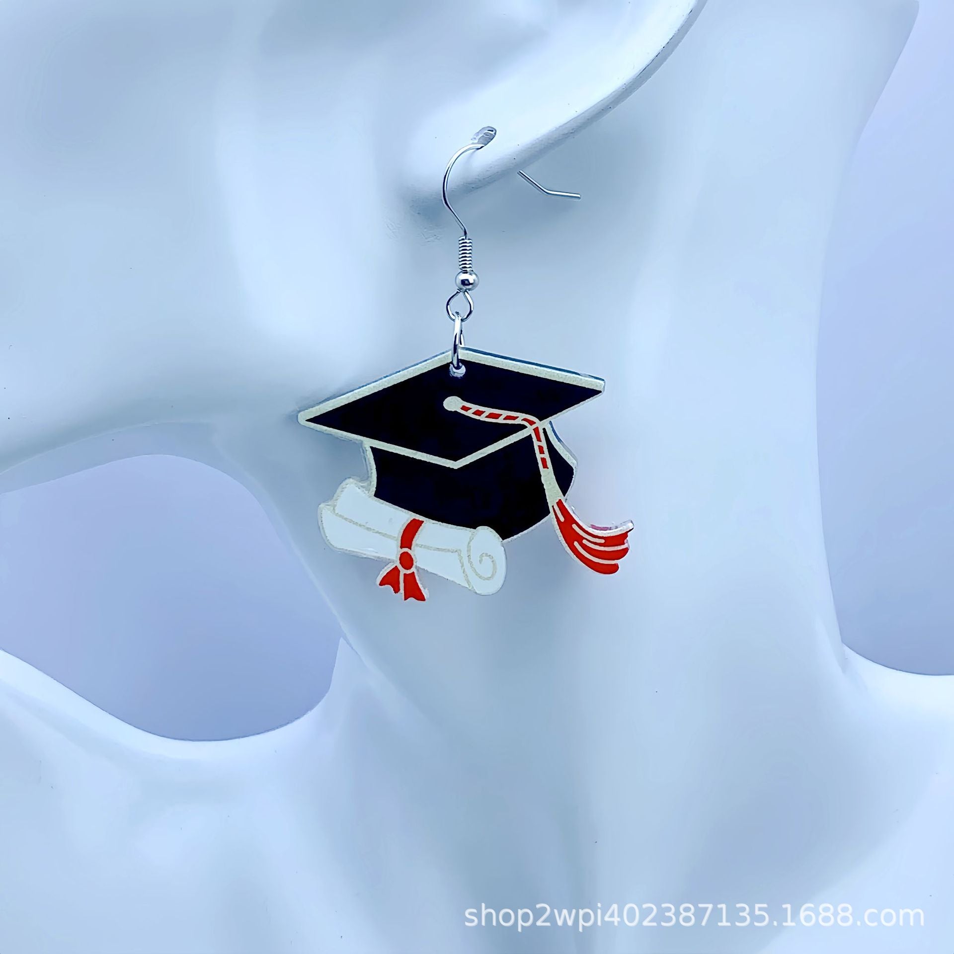Wholesale 30pcs DIY Campus Style Graduation Season Bachelor' s Cap Earring Accessories