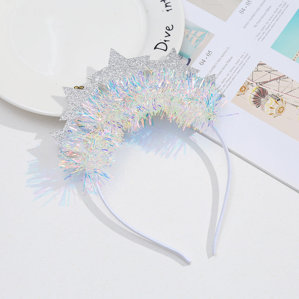 Wholesale Children's creative trend rain silk ball spring headband happy birthday English headband party decoration hair accessories
