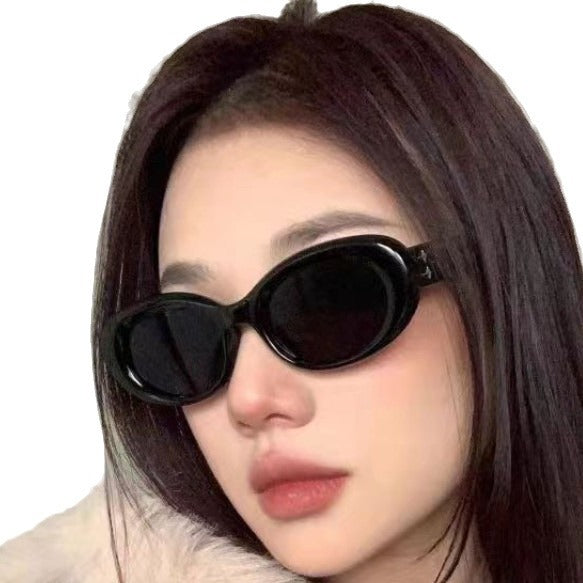 Wholesale Trendy oval white frame concave shape sun protection Sunglasses
