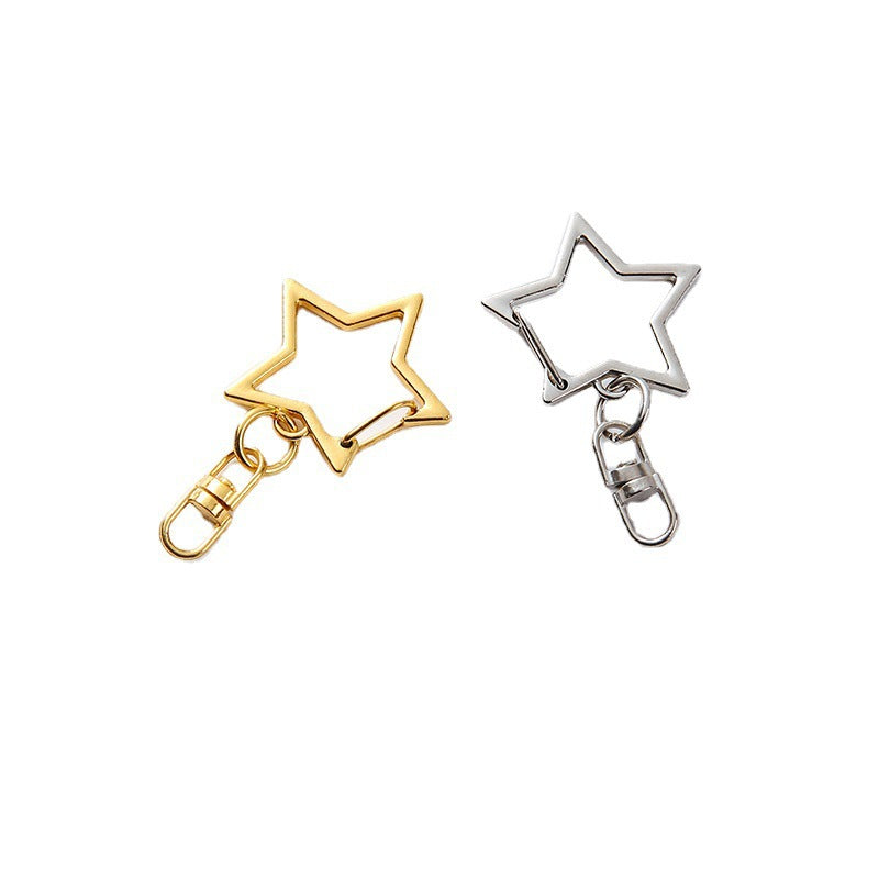 Metal DIY Five-pointed Star Clip Keychain