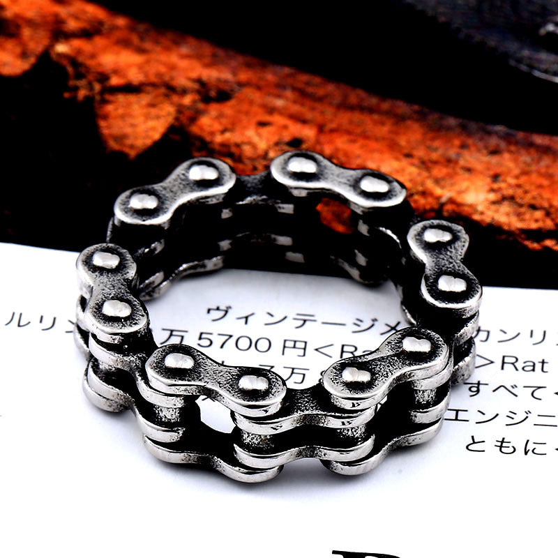 Wholesale retro personalized bicycle chain stainless steel ring