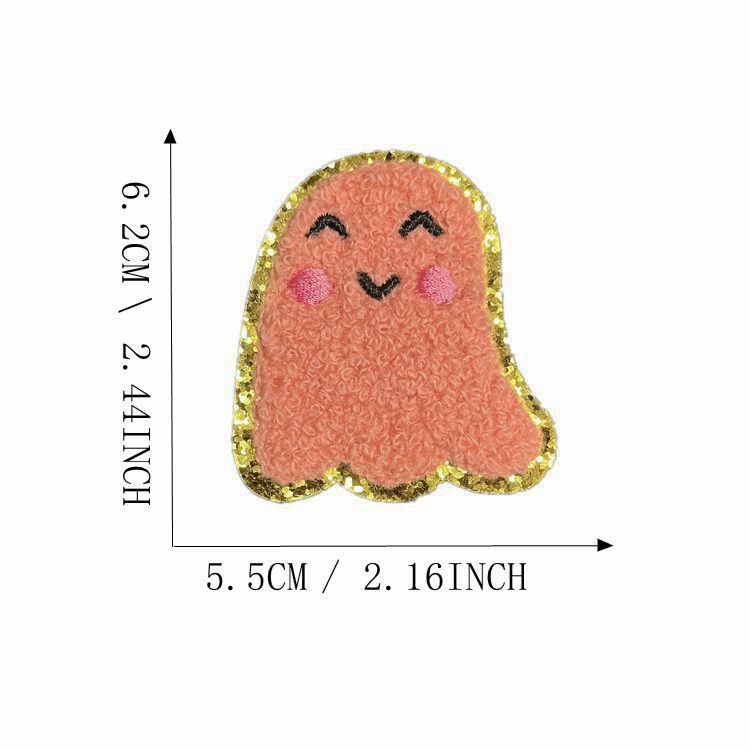 Wholesale Christmas  Gold Edge Chenille Embroidered Patches Self Adhesive Clothing Accessory For Coats Party Craft Supply