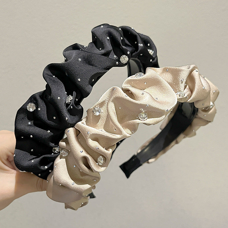 Wholesale Starry pleated headband French style rhinestone headband