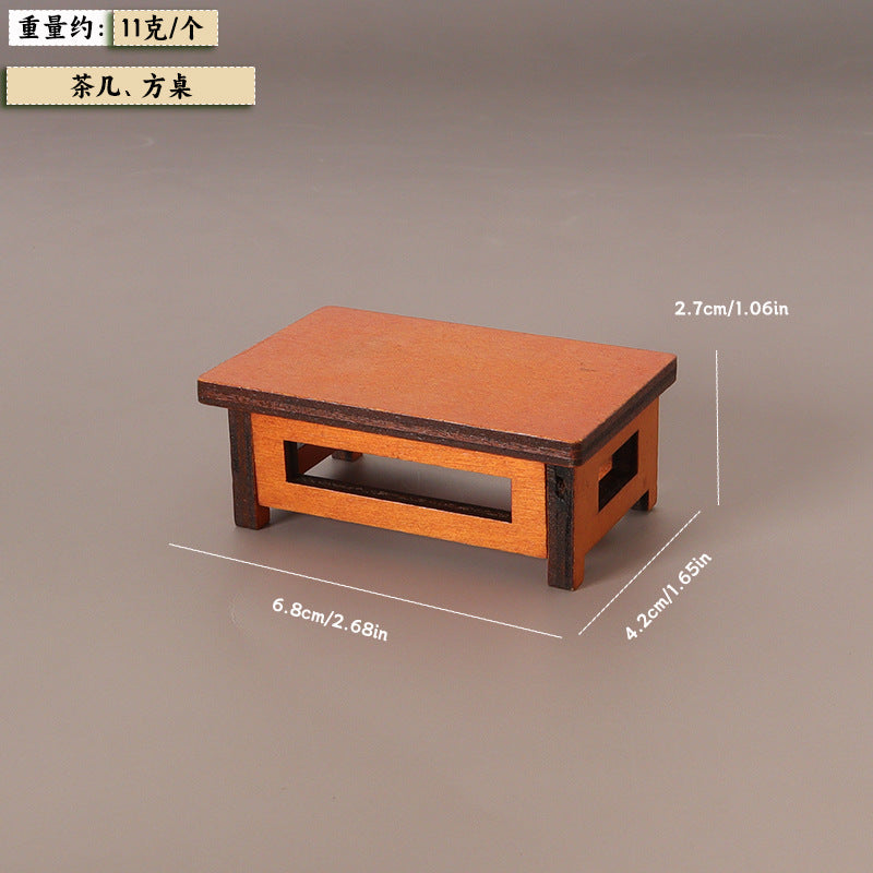 Wholesale Miniature simulation wooden brown round table Doll Accessories