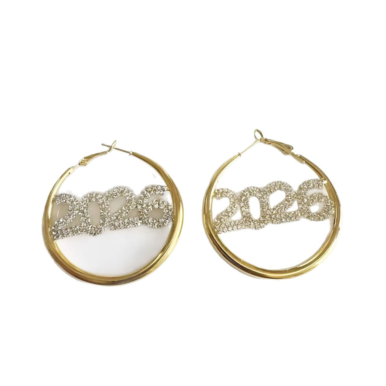 Wholesale 2026 Digital Diamond-Set Circle Blingbling Earrings