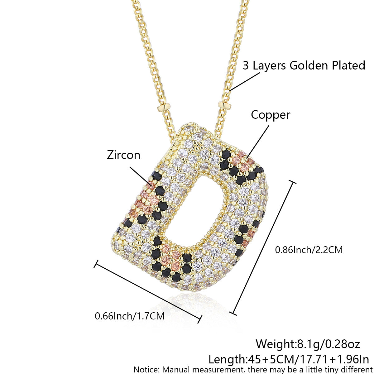 Wholesale Leopard Print Letter Necklace Copper Plated Real Gold Full Diamond Zircon Necklace Fashion English Letter Necklace Women
