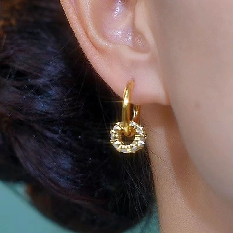 Wholesale Zircon small hoop earrings Hong Kong style retro earrings