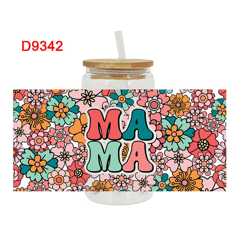 Wholesale Mother's Day Colored Alphabet   16oz Cup UV DTF Wraps