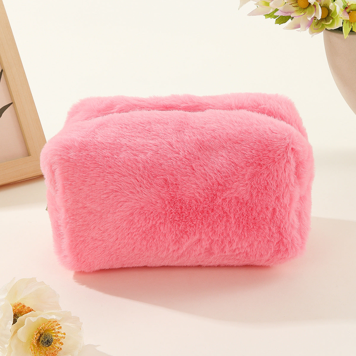Wholesale Plush Soft and Waxy Solid Color Storage Toiletry Bag