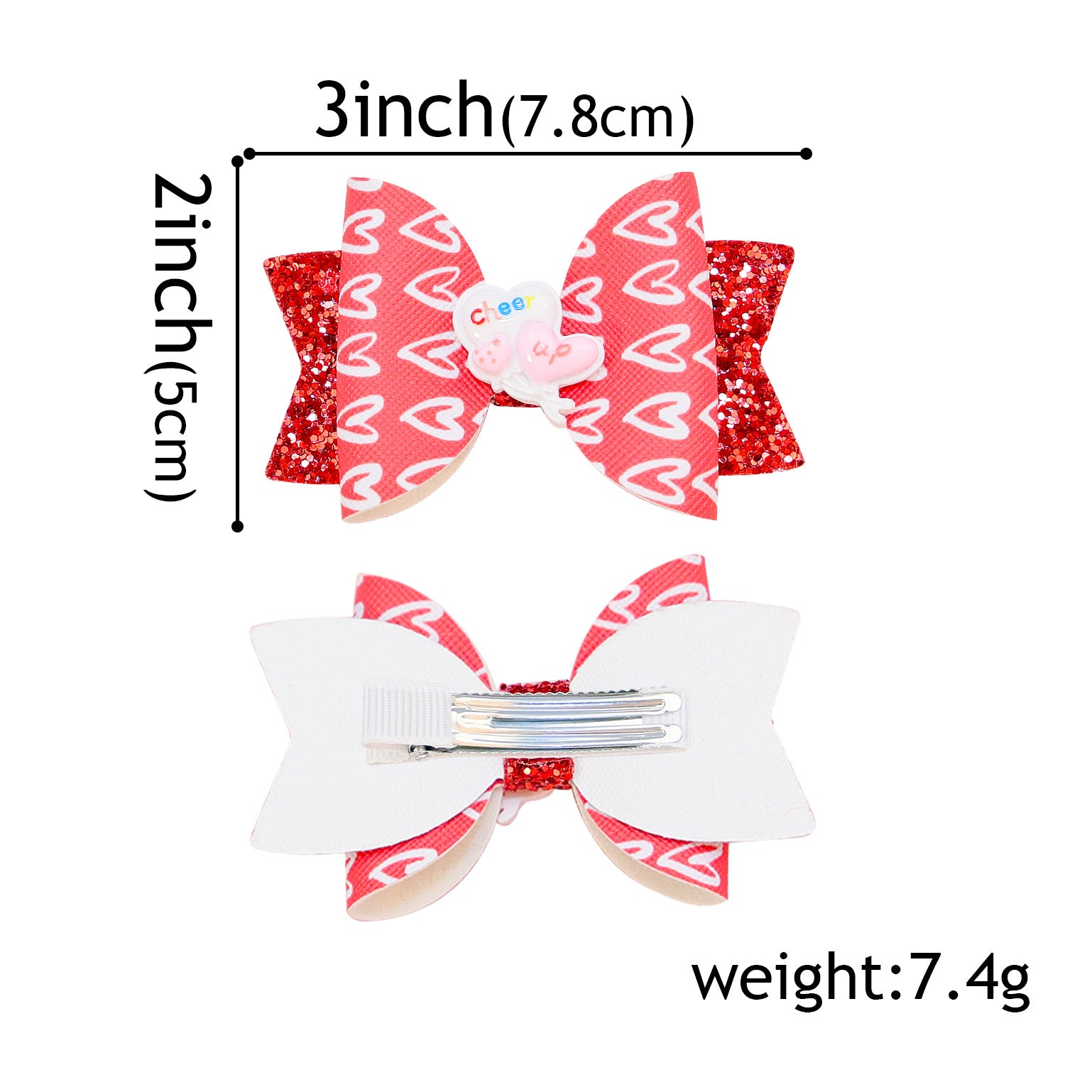 Wholesale Valentine's Day Love Letter Bow Fabric Hair Clips