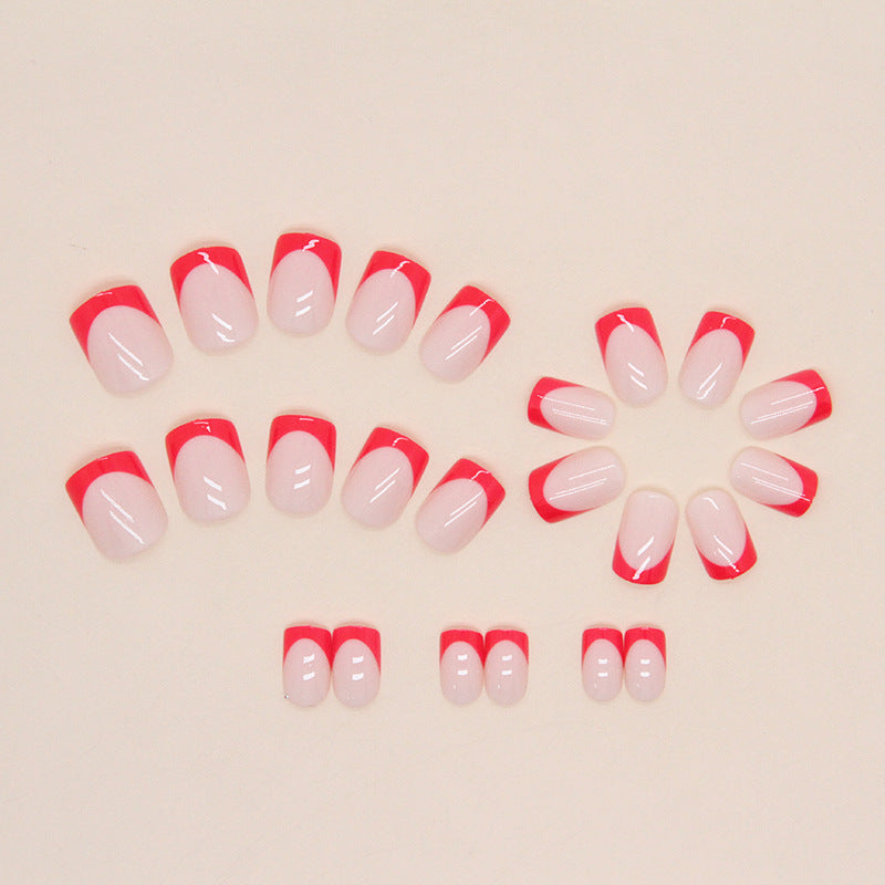 Wholesale Short Square Red French Nail Stickers