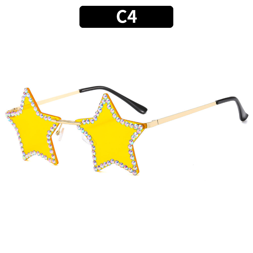 Wholesale Frameless Diamond Pentagram PC Sunglasses