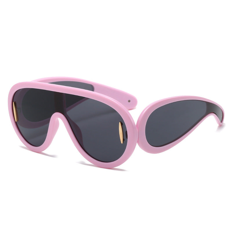 Wholesale Future Style Punk Hip Hop Large Frame One-piece Sunglasses