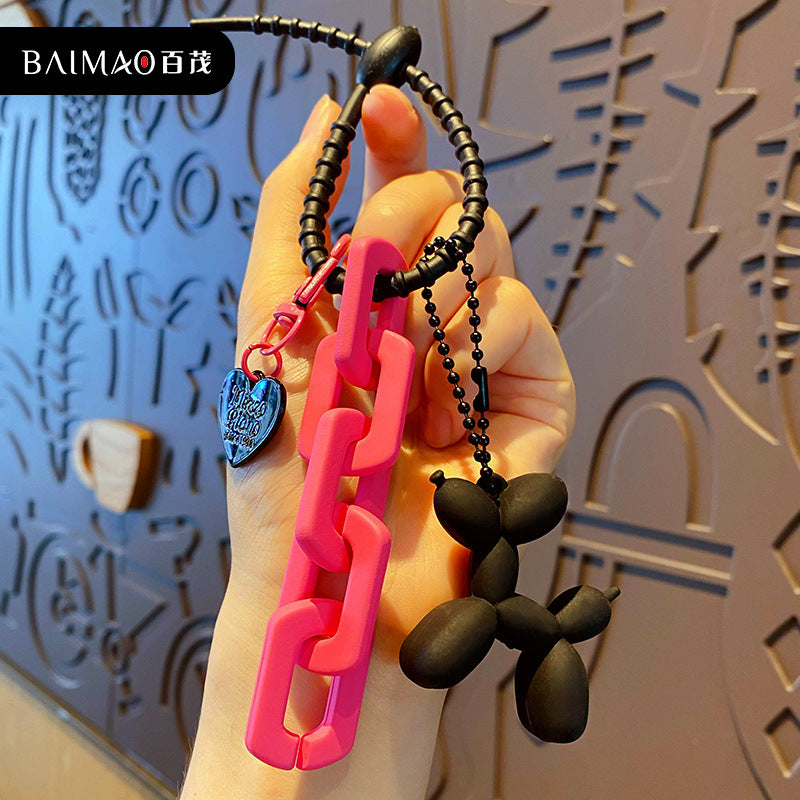 Wholesale Rose Red Chain Puppy Keychain