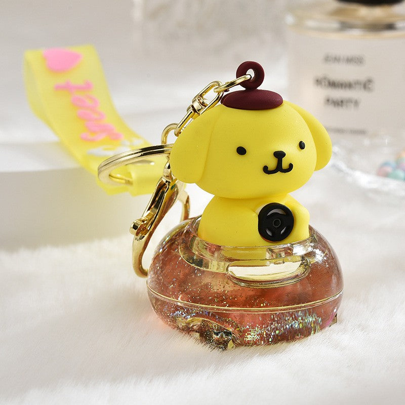 Wholesale Acrylic flowing sand bottle bag keychain