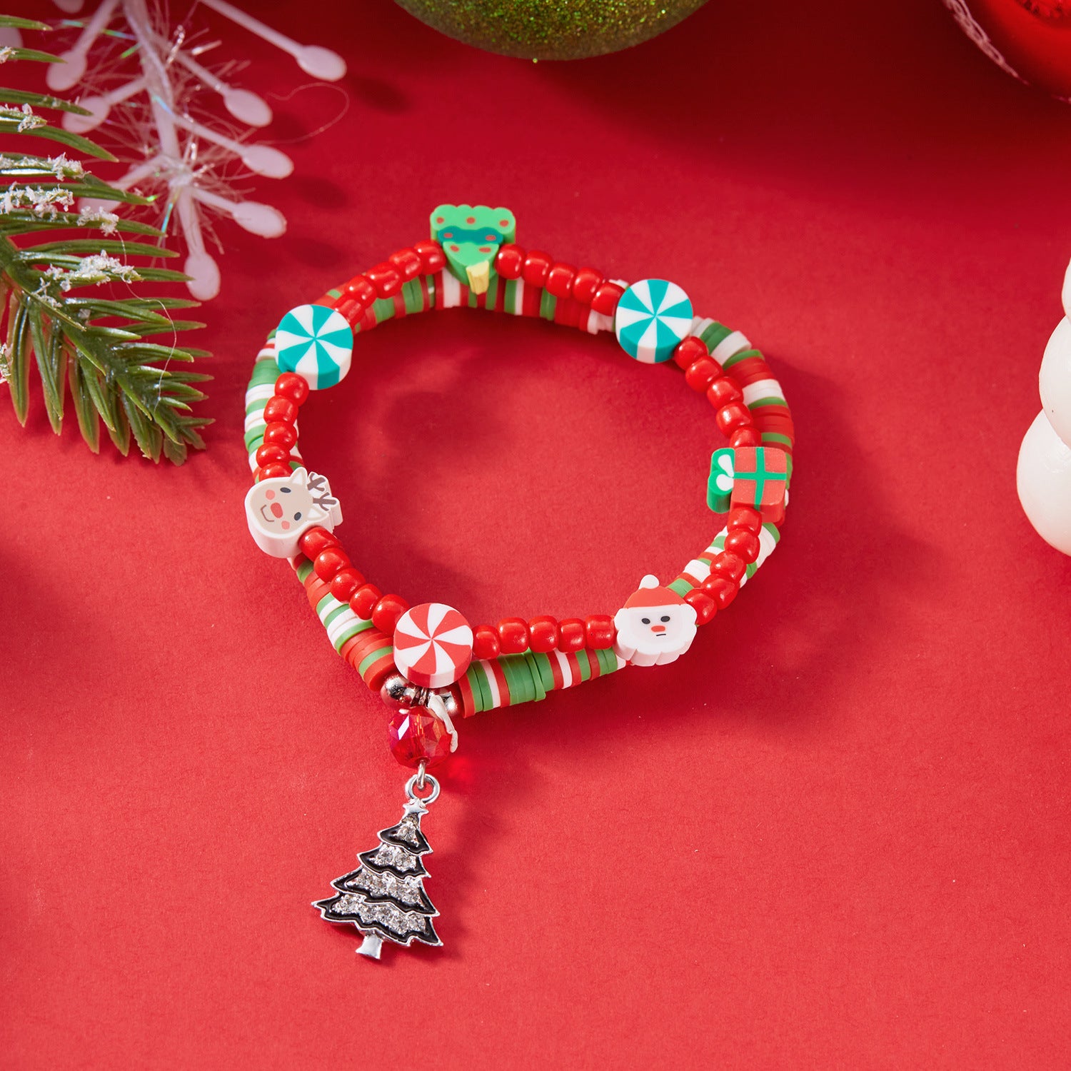 Wholesale Christmas rice beads soft y Christmas tree snowflake bracelet