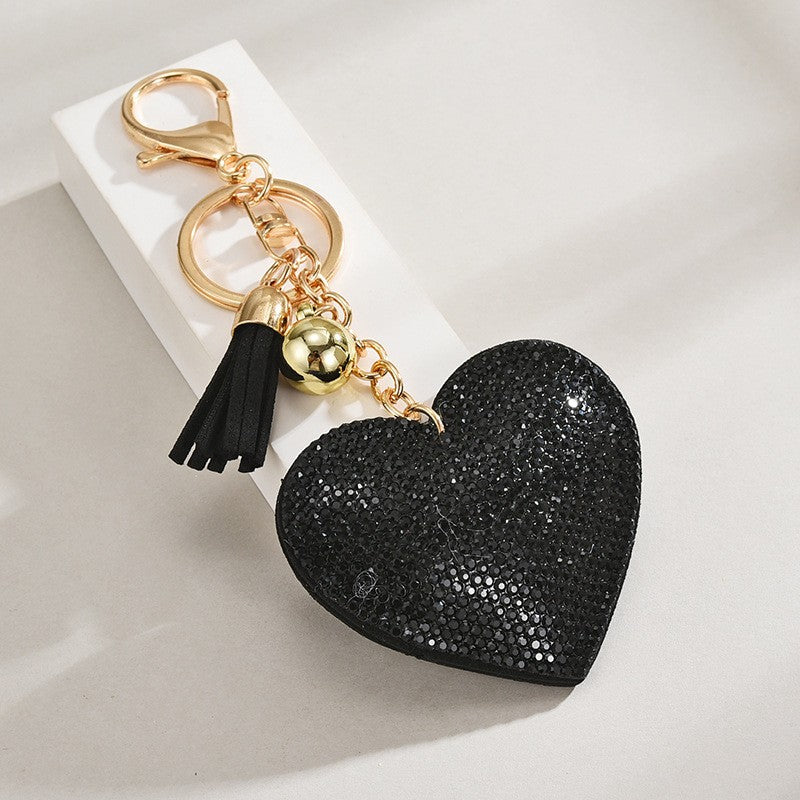 Wholesale Creative Heart-Shaped Diamond-Encrusted Bag Keychain