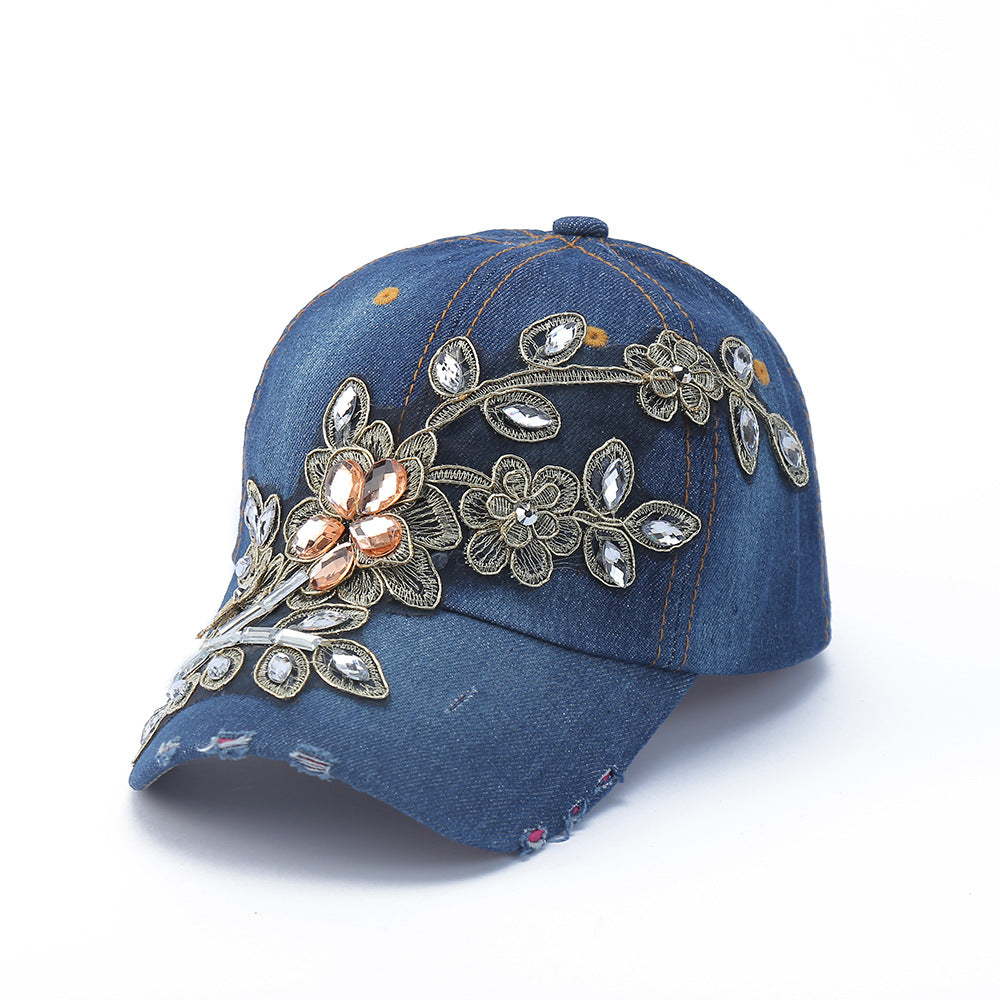 Wholesale Diamond Inlaid Denim Baseball Caps