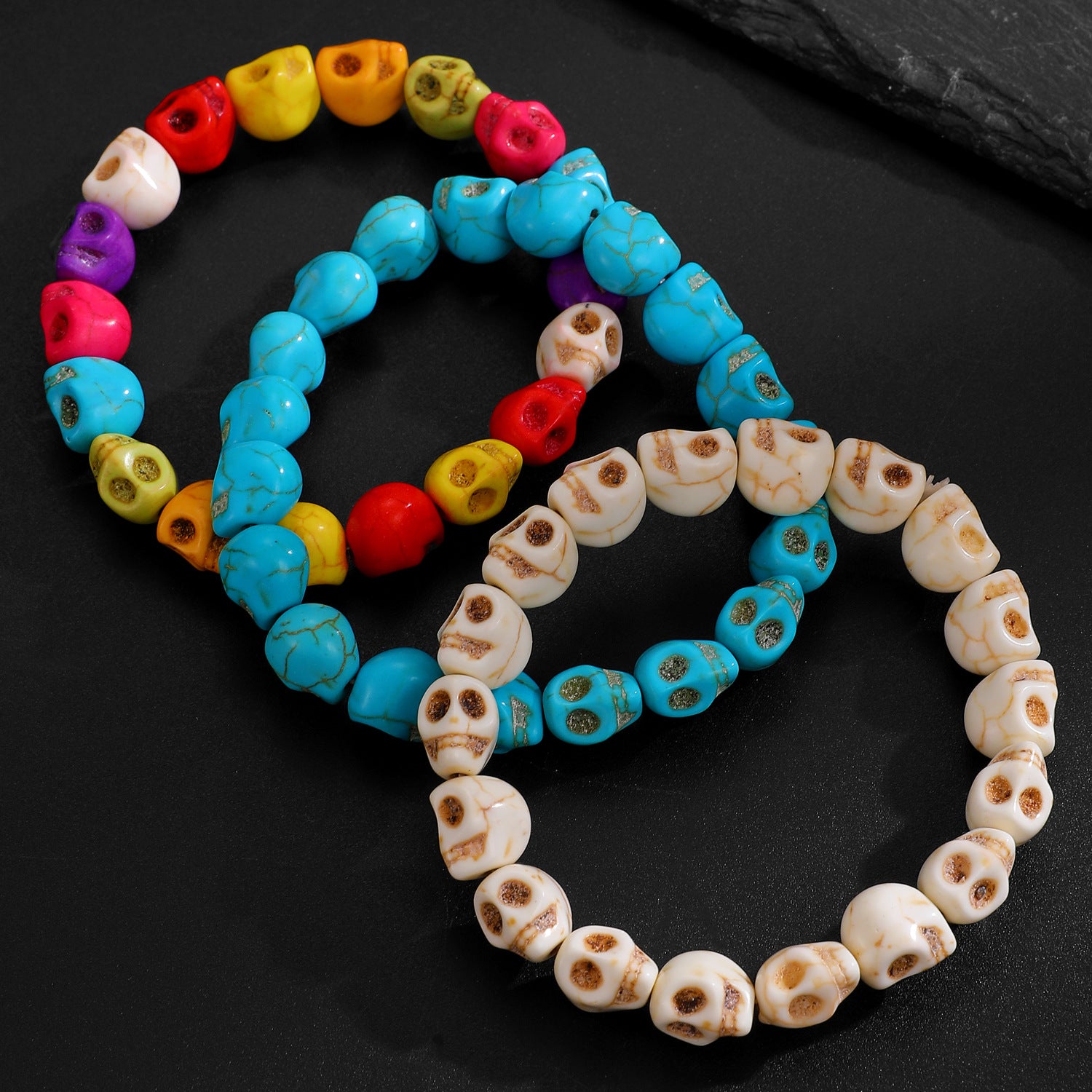 Wholesale Wooden Skull  Web Beaded Bracelet Unisex  DIY Jewelry Accessory