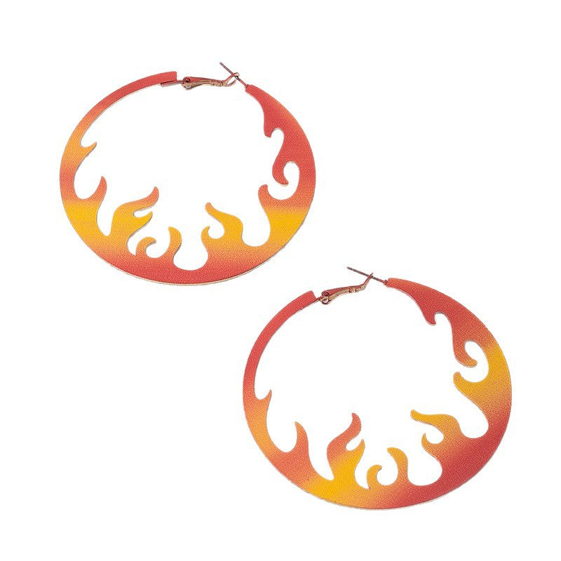Wholesale Alloy Electroplated Flame Geometric Hoop Earrings Trendy Women Fashion Accessory Boutique Resale