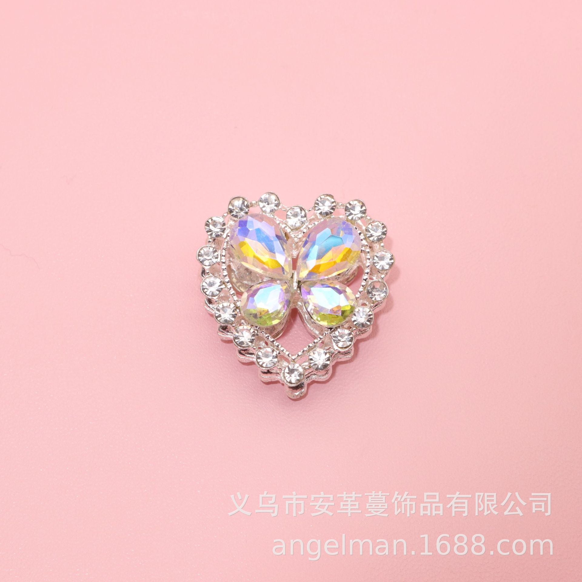 Wholesale Double-sided crystal love heart alloy beads bead accessories