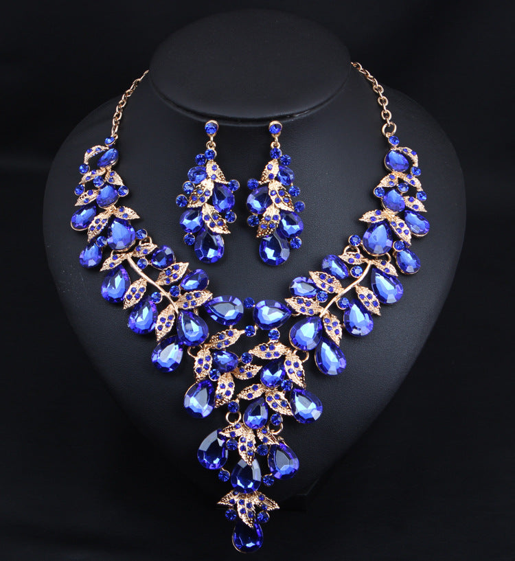 Wholesale Women's Evening Dress Accessories Large Waterdrop Necklace Earrings Set